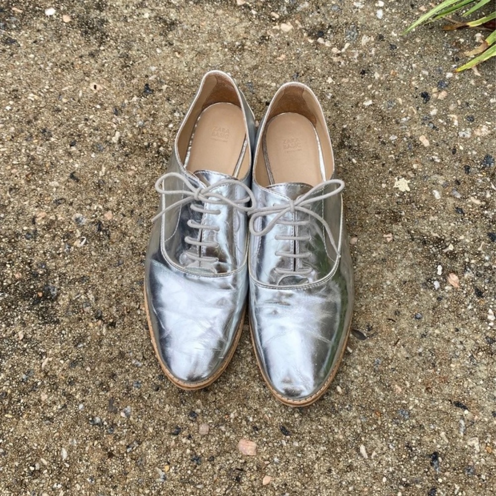 Silver Zara Basics Loafers